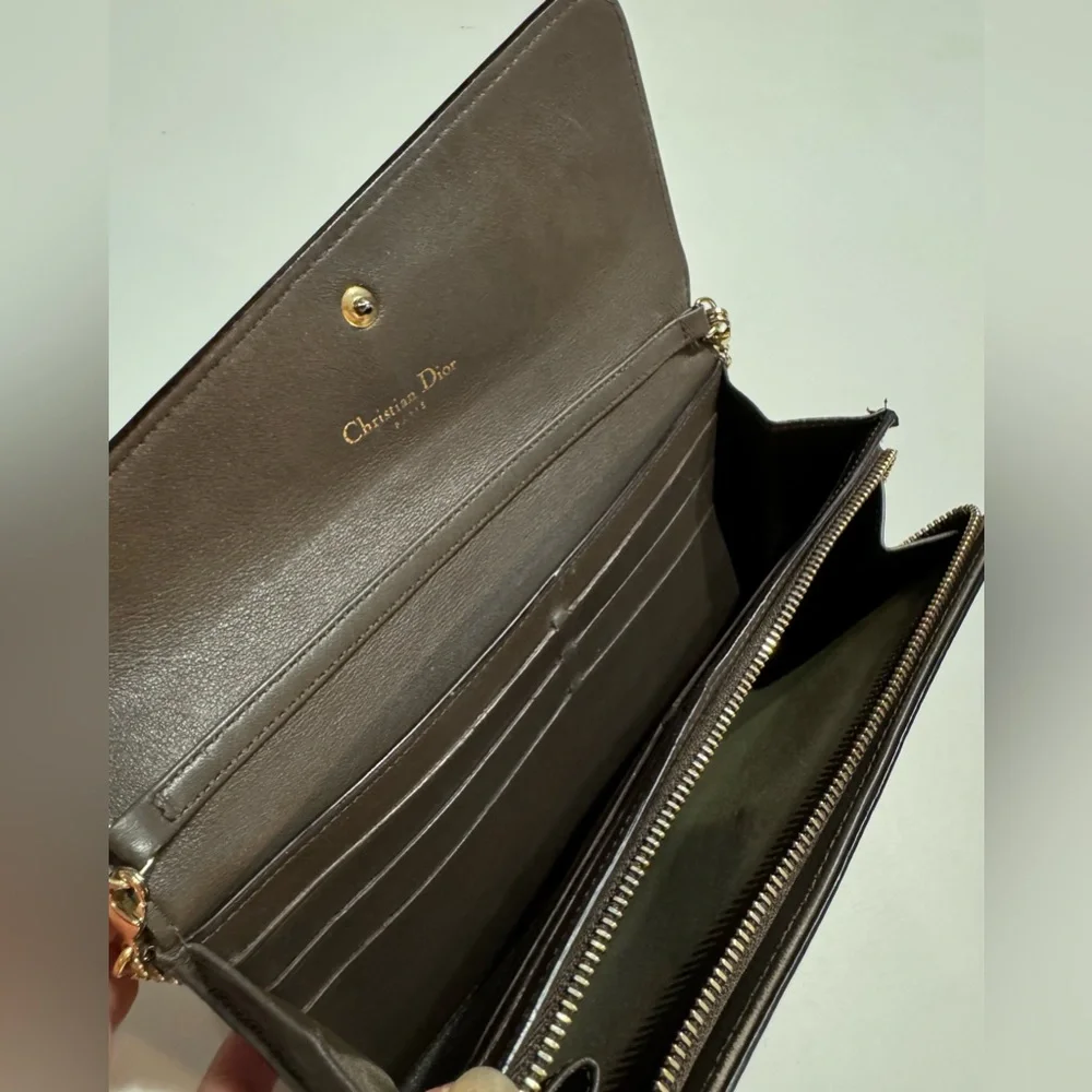 Dior leather saddle wallet on chain